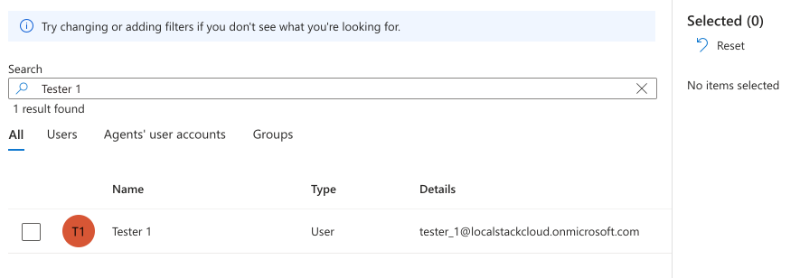 Selecting users to assign to the application