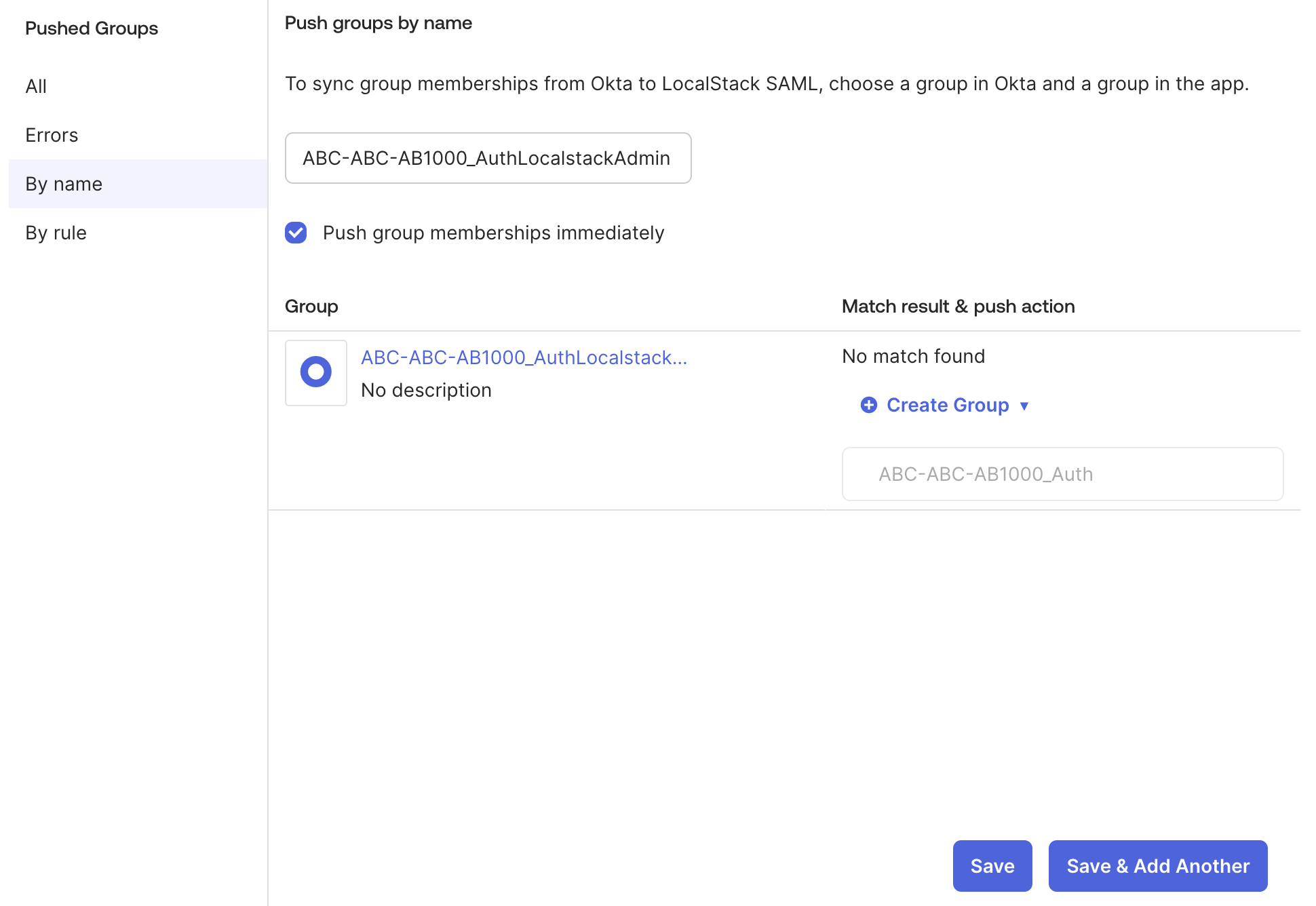Pushing a role group from Okta